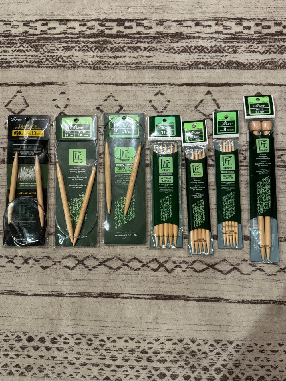 Clover Bamboo Interchangeable and Double-Pointed Needles - (Set of 7 Packs)